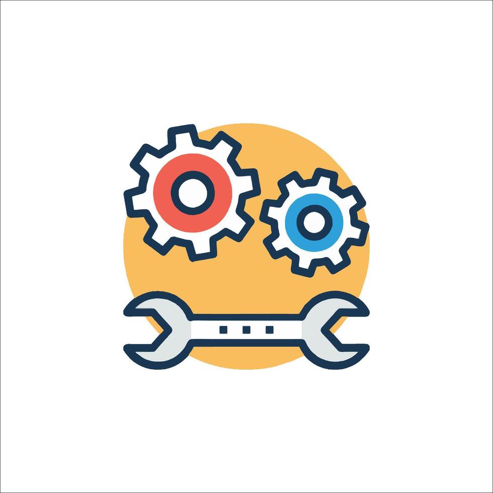 A wren and gears icon on a white background vector