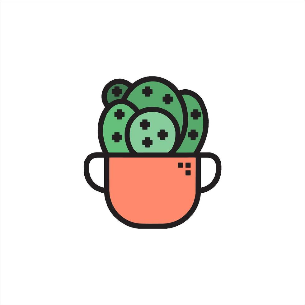 A cactus plant in a pot on a white background vector