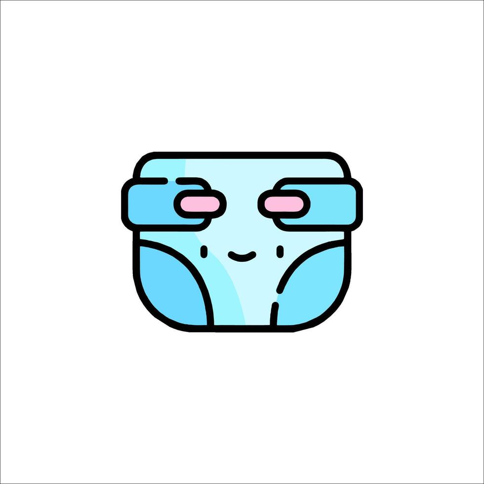 A cartoon diaper with a blue face vector