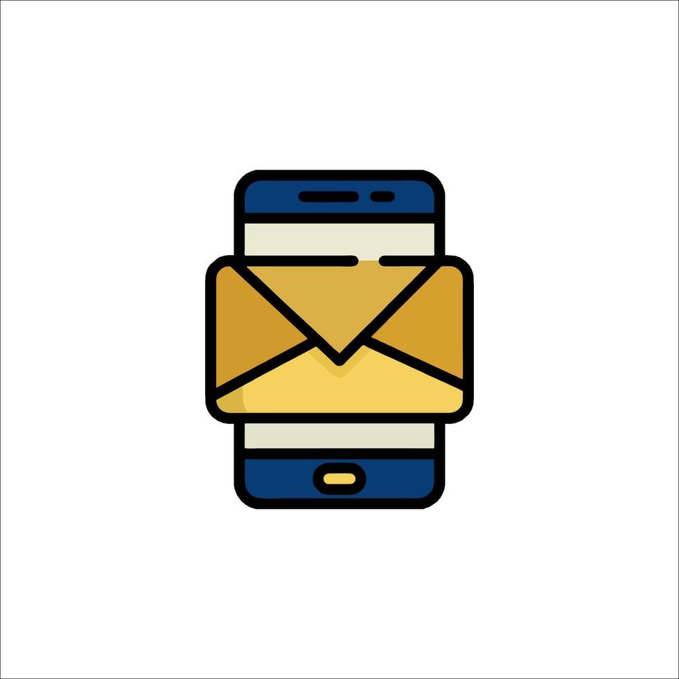 Email icon on a phone with envelope vector