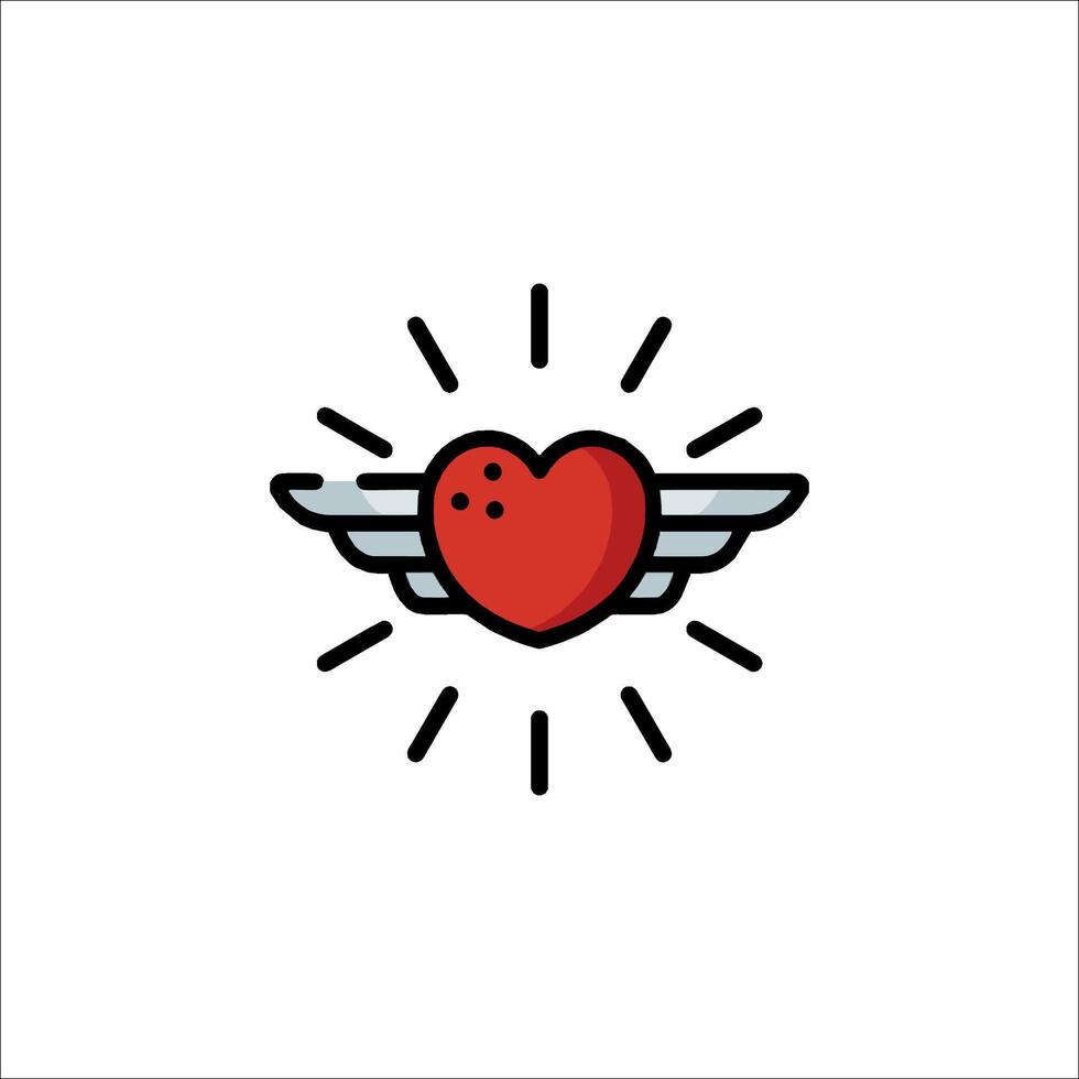 Heart with wings icon vector
