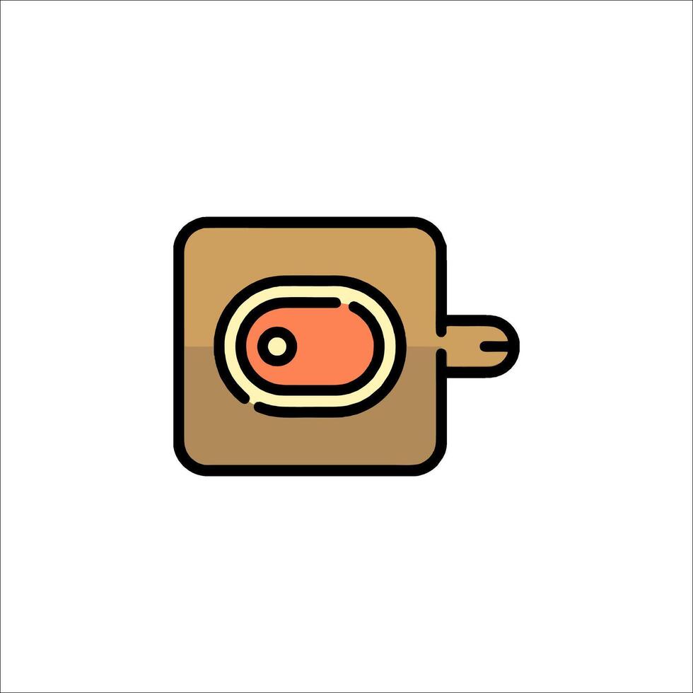 A square box with a slice of meat inside vector