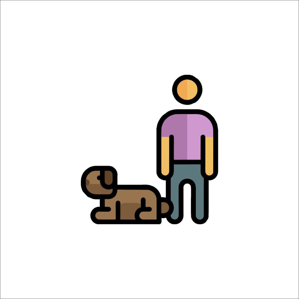 A man and his dog in a line icon vector