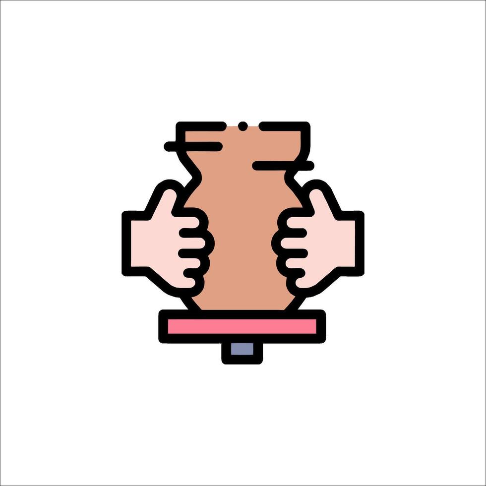 A hand holding a pot on a white background vector
