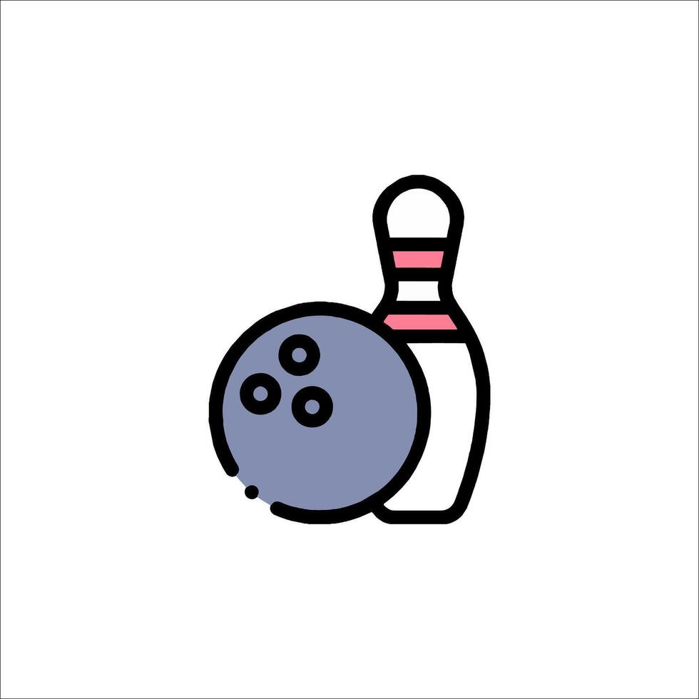Bowling ball and pins icon illustration vector