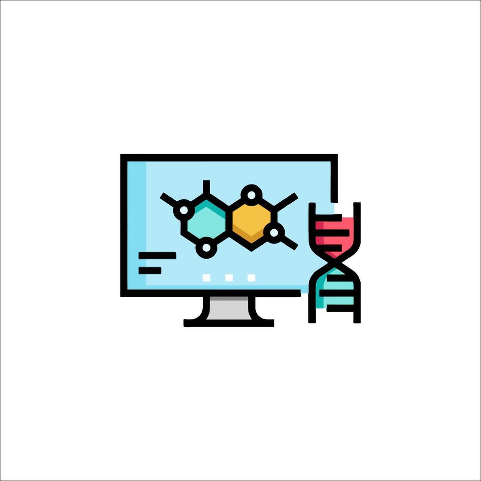 Dna molecule icon on a computer screen vector