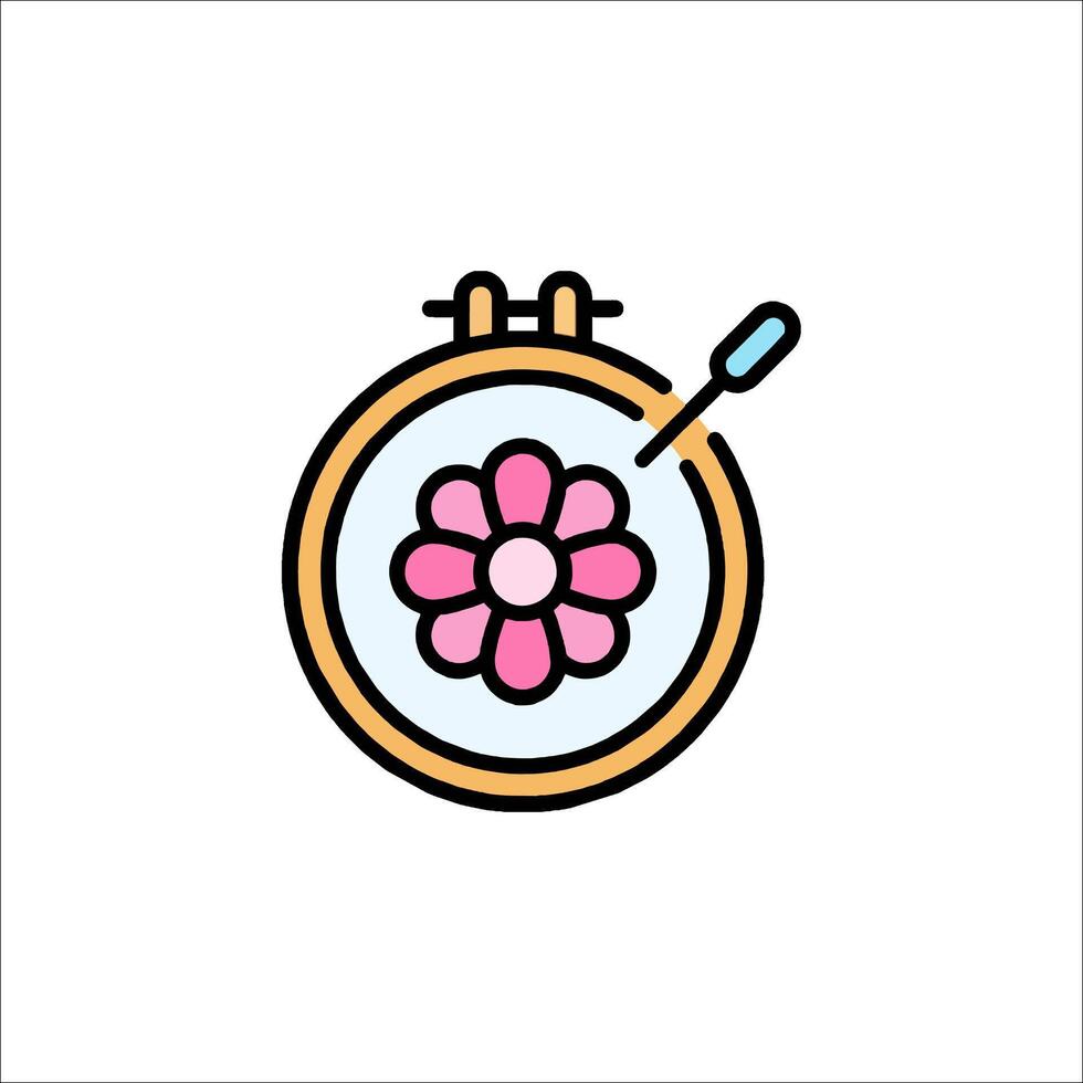 A flower embroidery icon on a white background vector