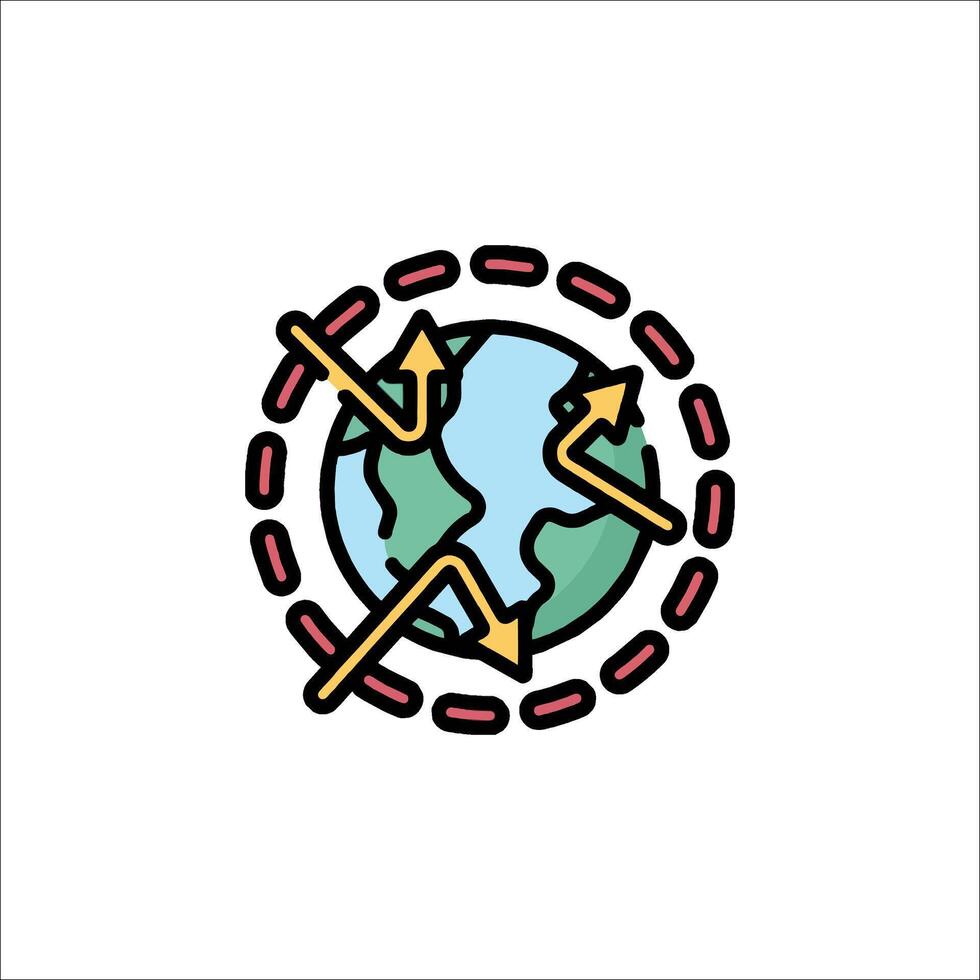 A globe with arrows pointing in different directions vector