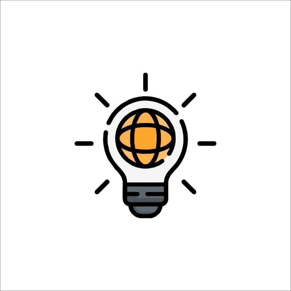 Light bulb icon with globe inside vector