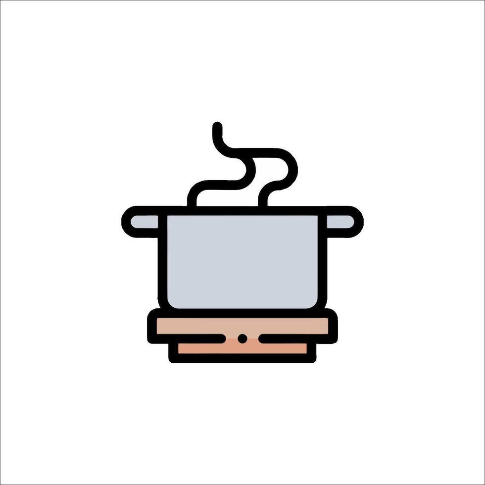A pot with steam coming out of it on a stove vector