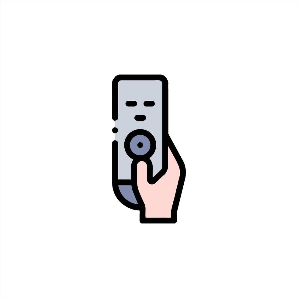A hand holding a remote control icon vector