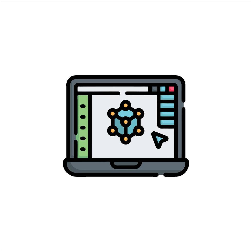 A laptop with a computer screen and a computer icon vector