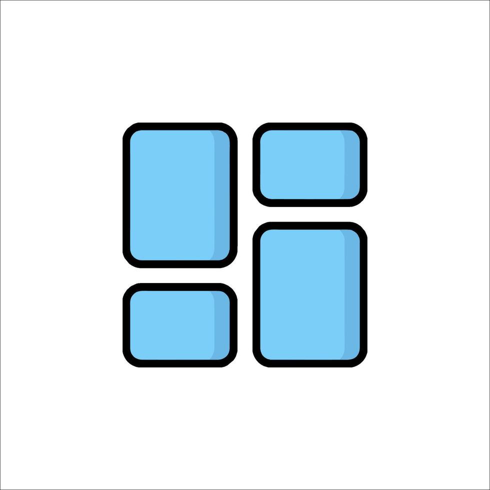 A blue square icon with four squares inside vector