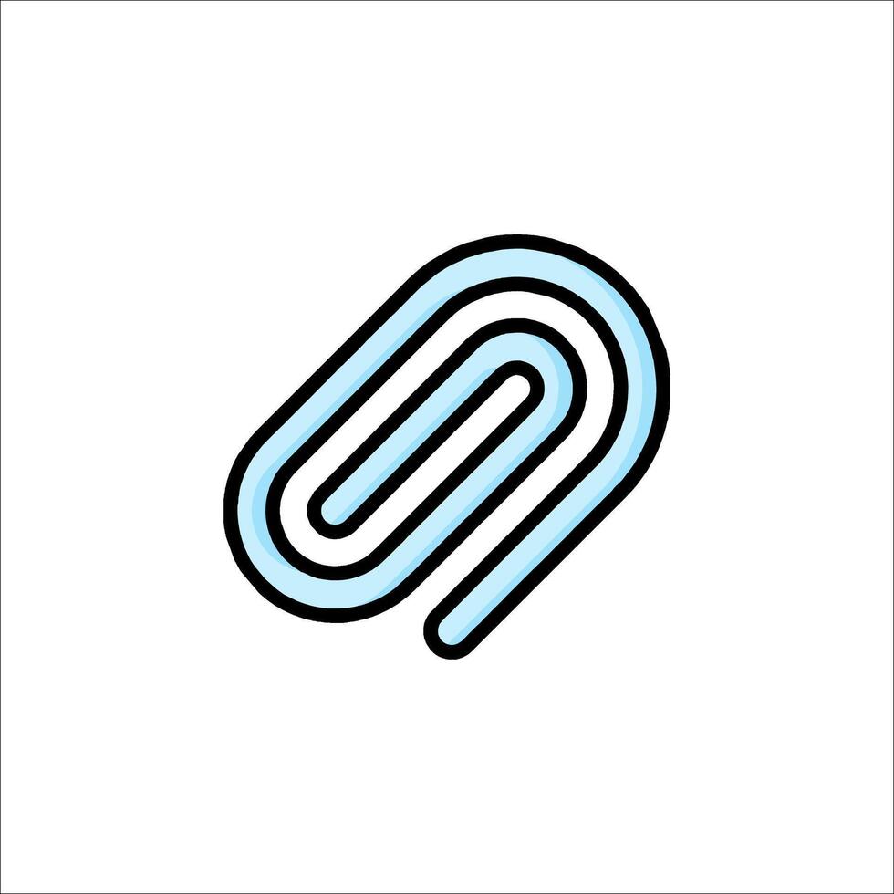 A blue and black line icon of a paper clip vector