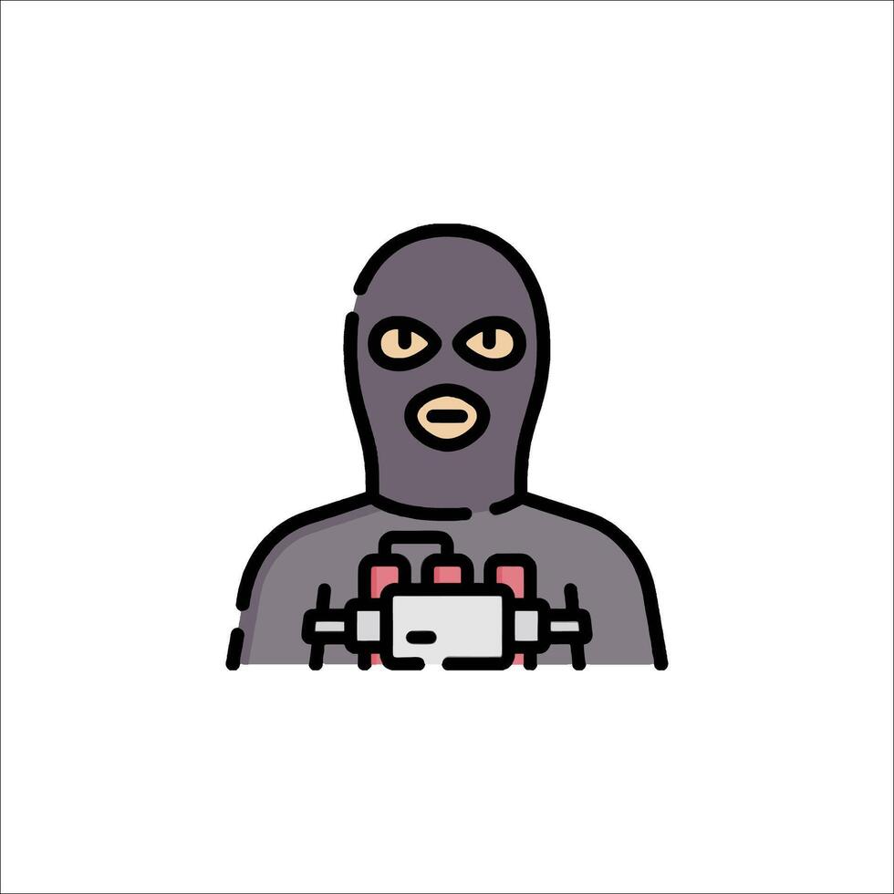 A cartoon man in a mask holding a gun vector