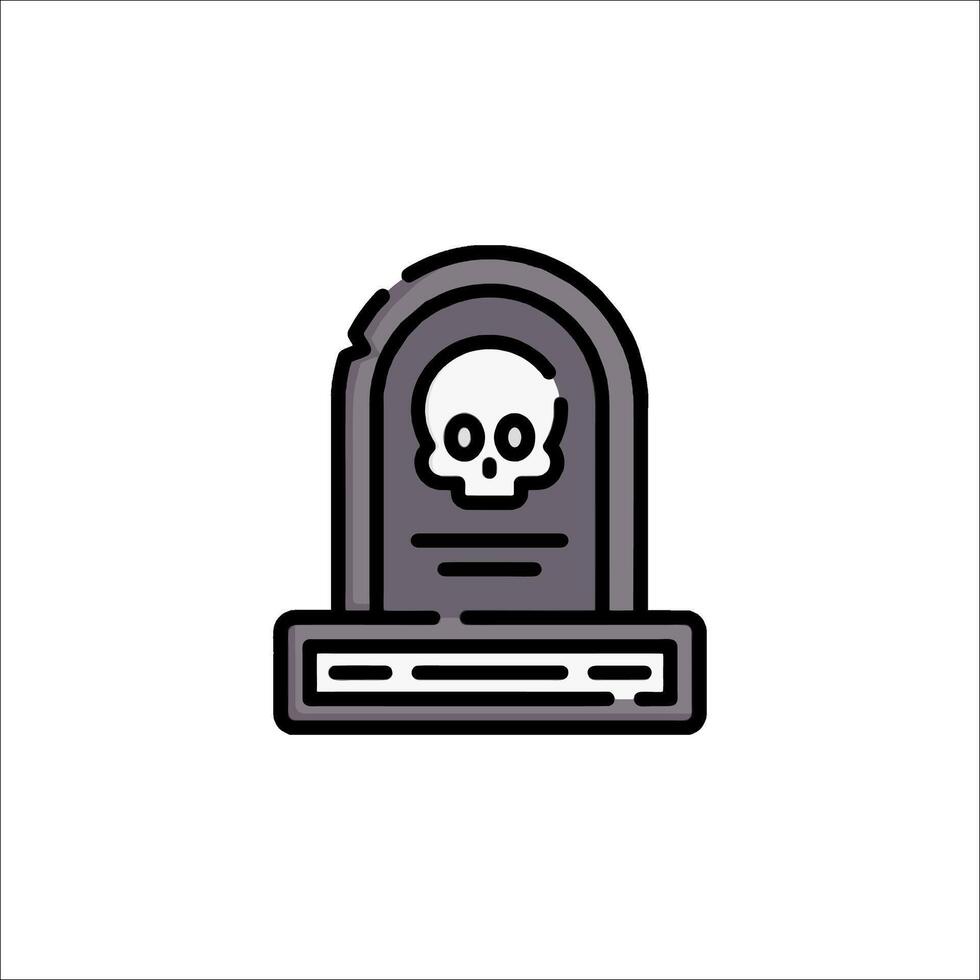 A skull and crossbones icon on a tombstone vector