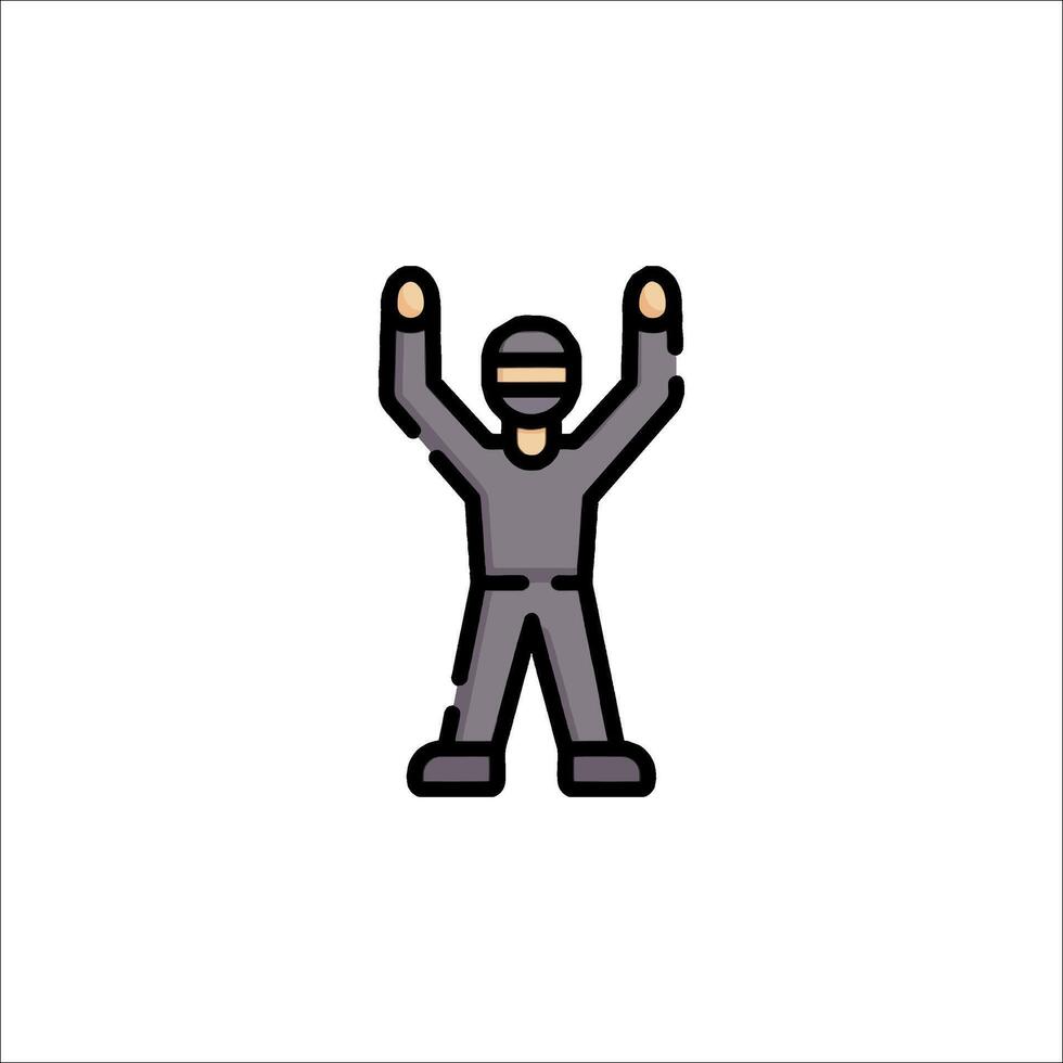 A man in a helmet holding his hands up vector