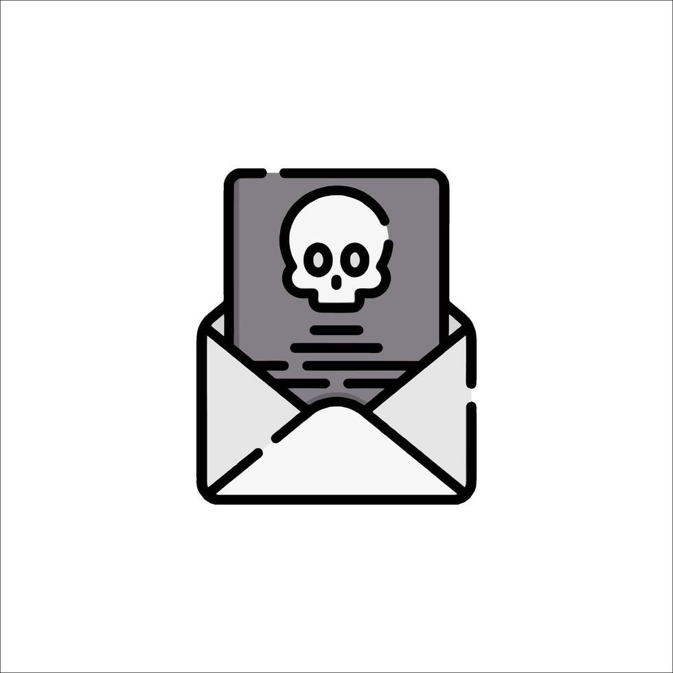 A skull in an envelope icon vector