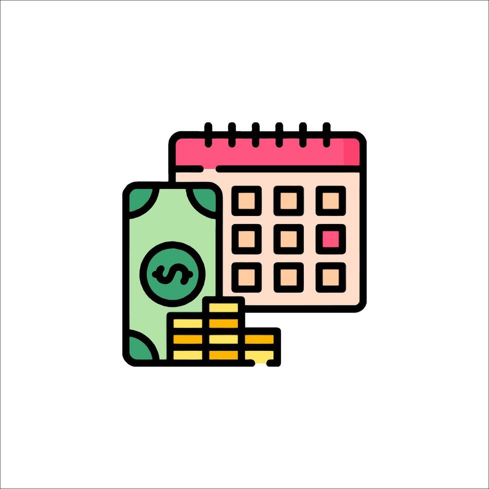 A calendar and money icon vector