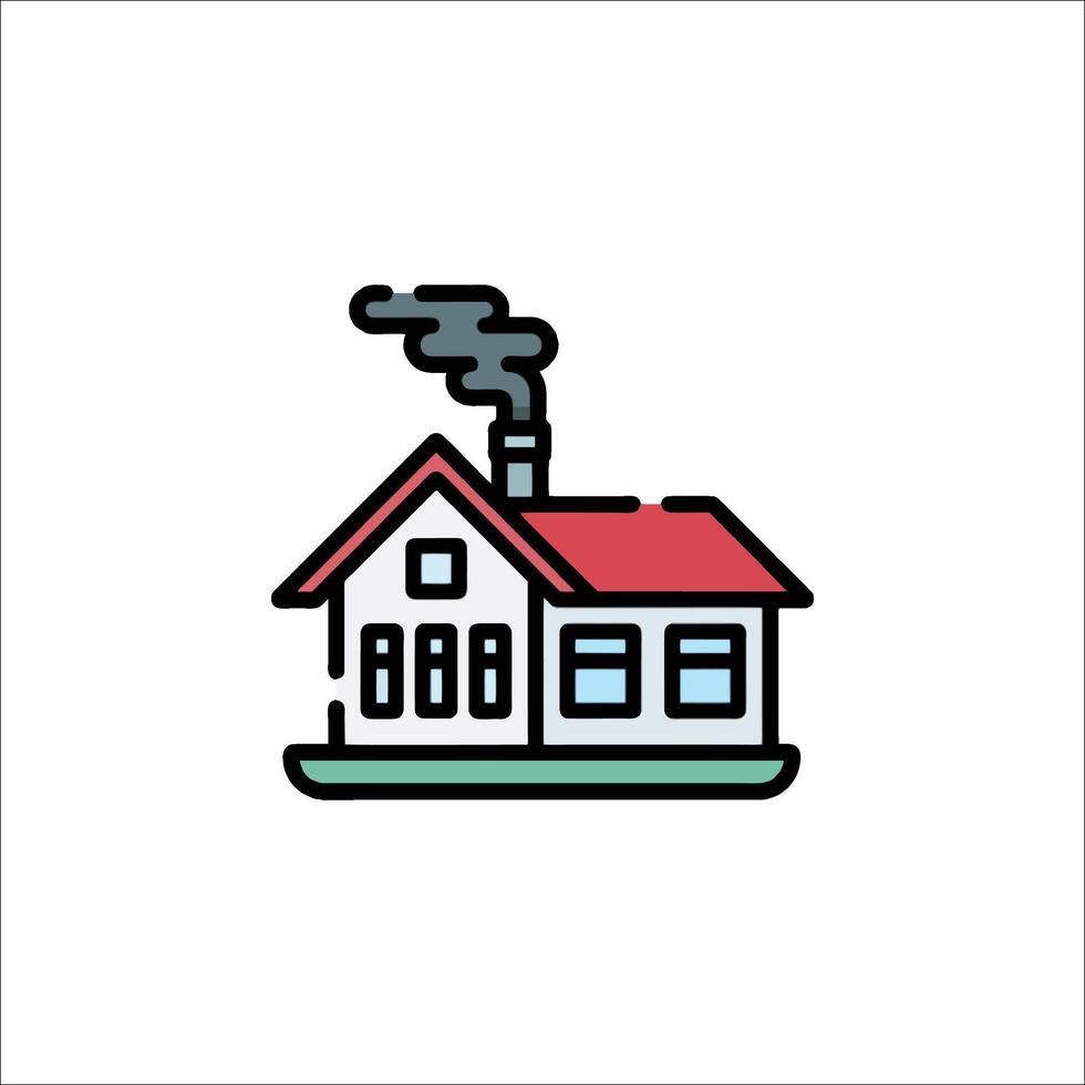 A house with smoke coming out of the chimney vector