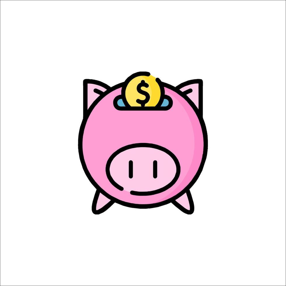 A pink piggy bank with a dollar sign on it vector
