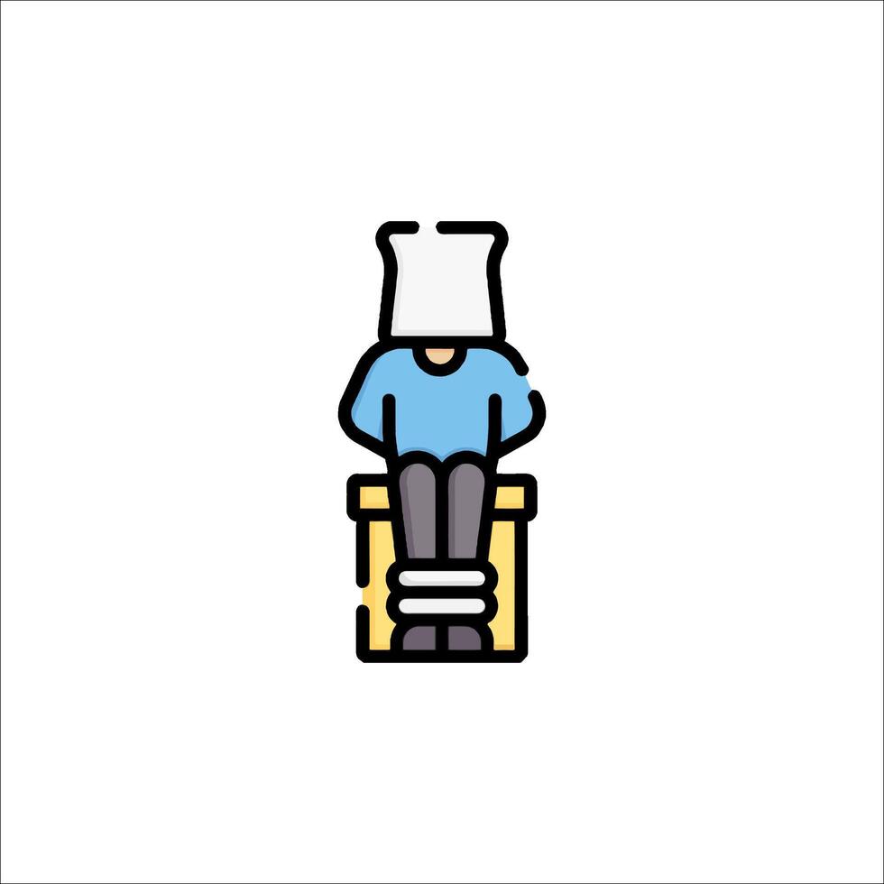 A man sitting on a chair with a hat on vector