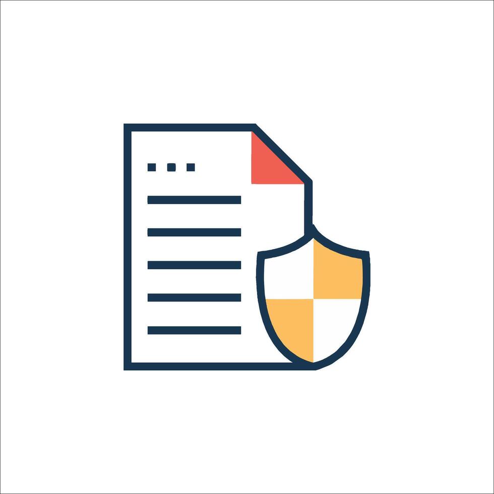 A document with a shield icon vector