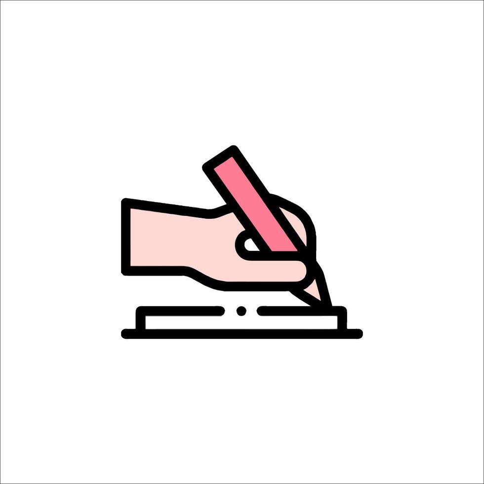 A hand writing a check icon vector