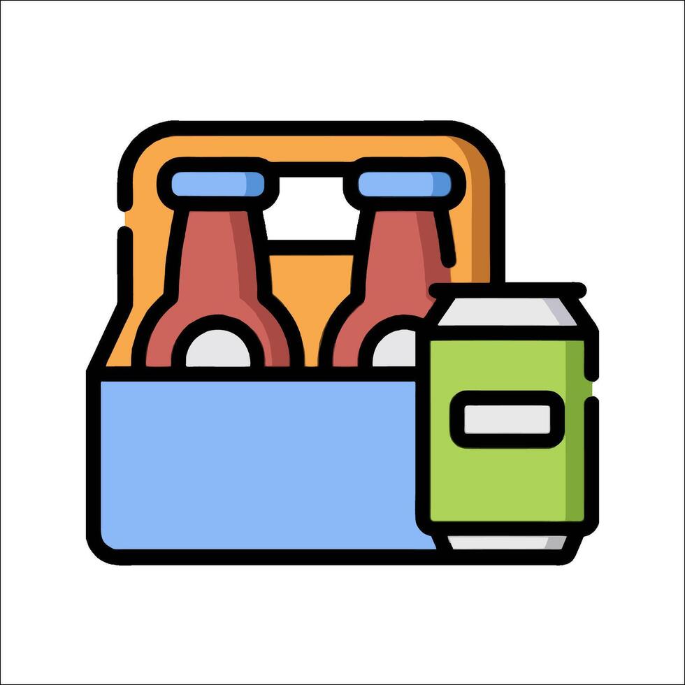 Beer and soda in a box icon vector