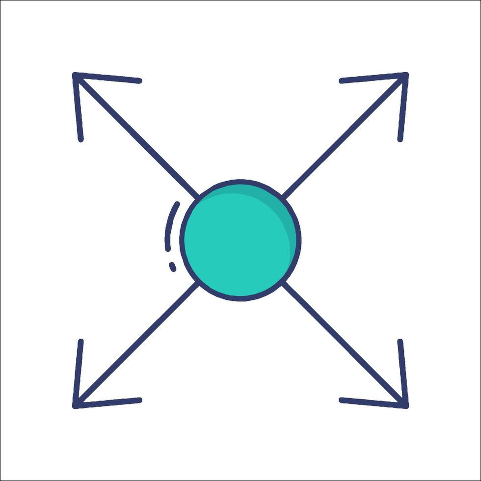A blue circle with arrows pointing to it vector