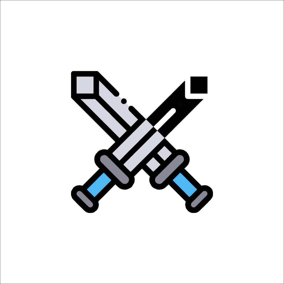 Two crossed swords icon on white background vector