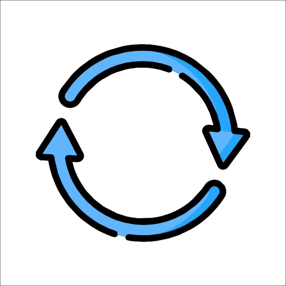 A blue and black circular icon with arrows pointing in different directions vector