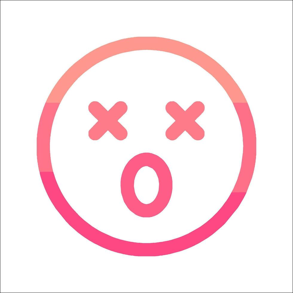 A pink and red emoji icon with a face vector