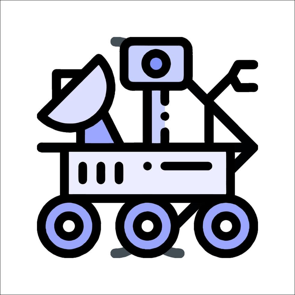 A cartoon illustration of a robot with a satellite vector