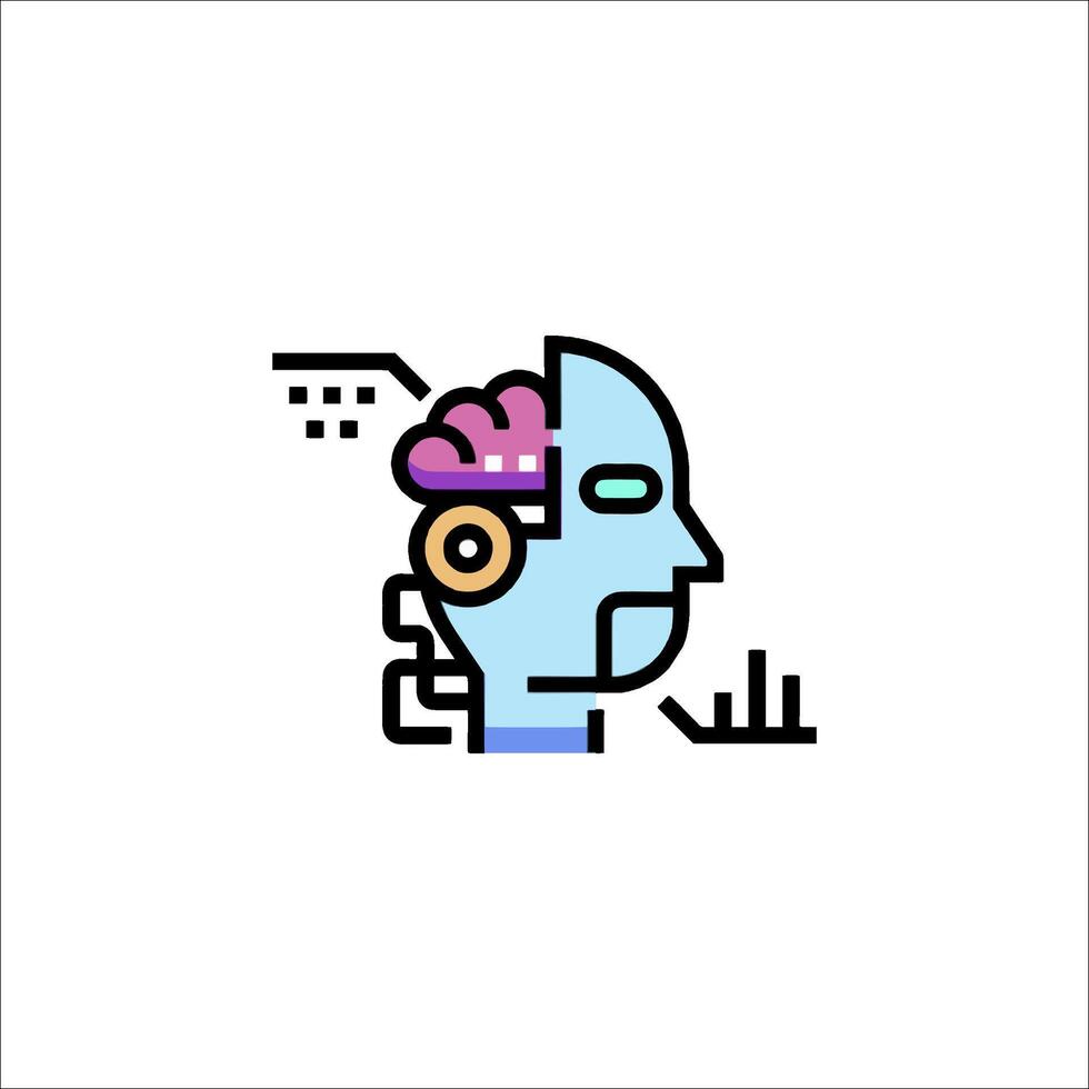 un robot cabeza con un cerebro en eso vector