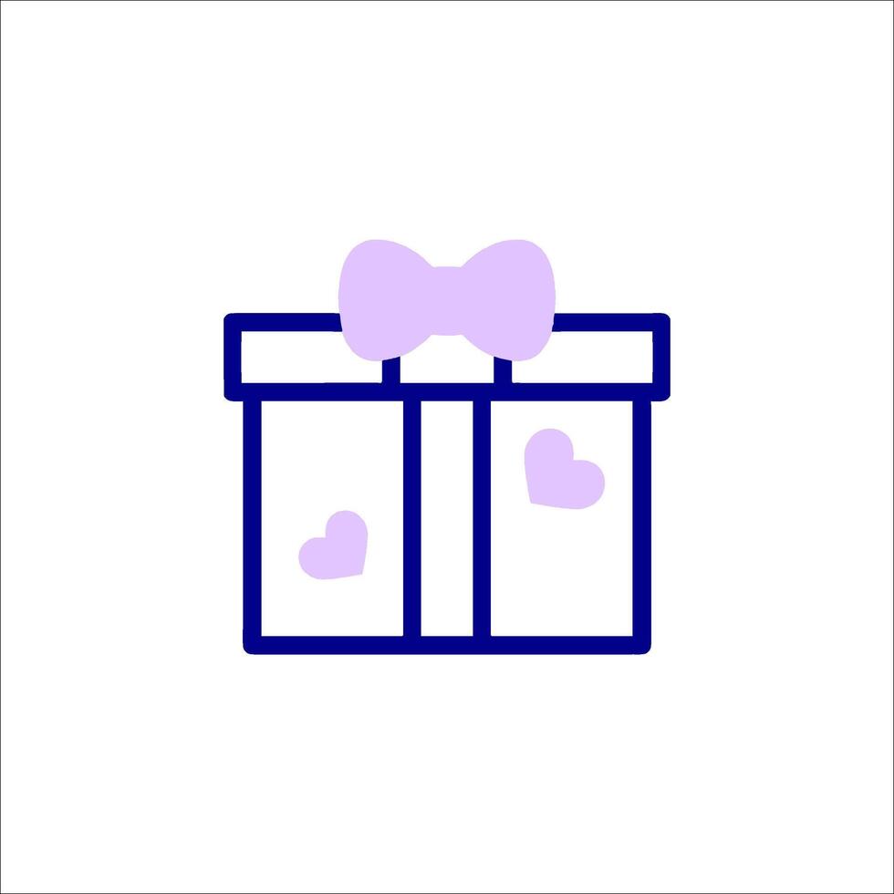 A purple gift box with hearts on it vector
