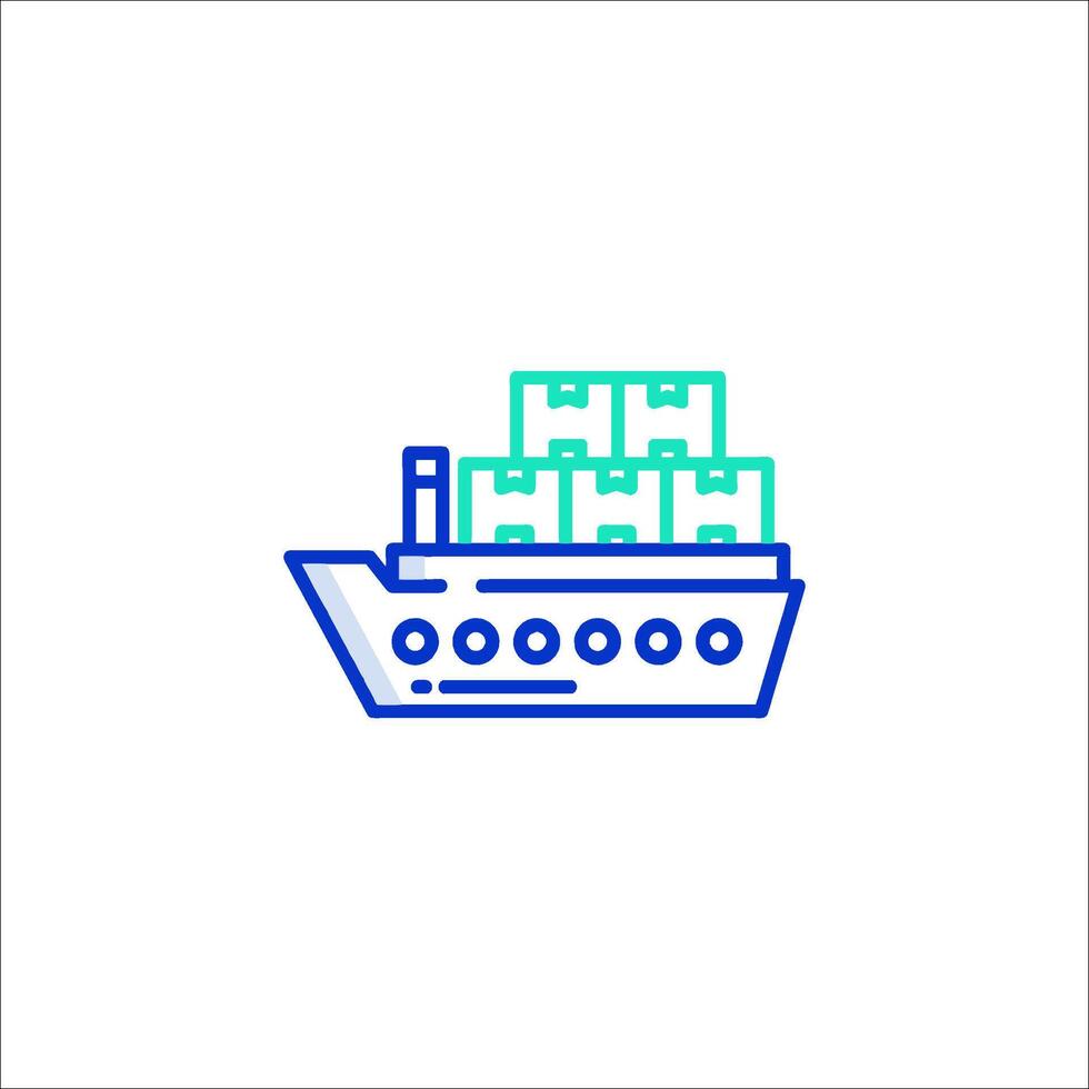 A line icon of a ship with cargo vector