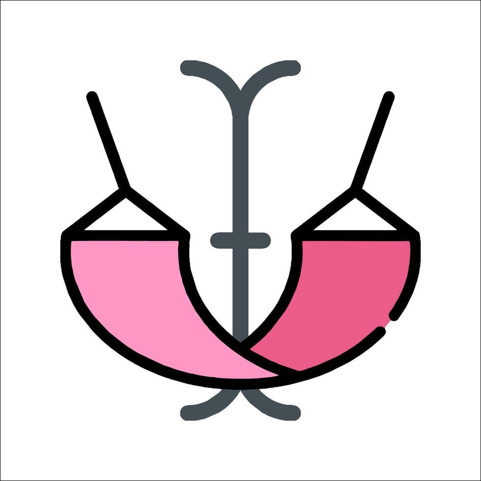 A pink and black sign with a pair of scissors vector