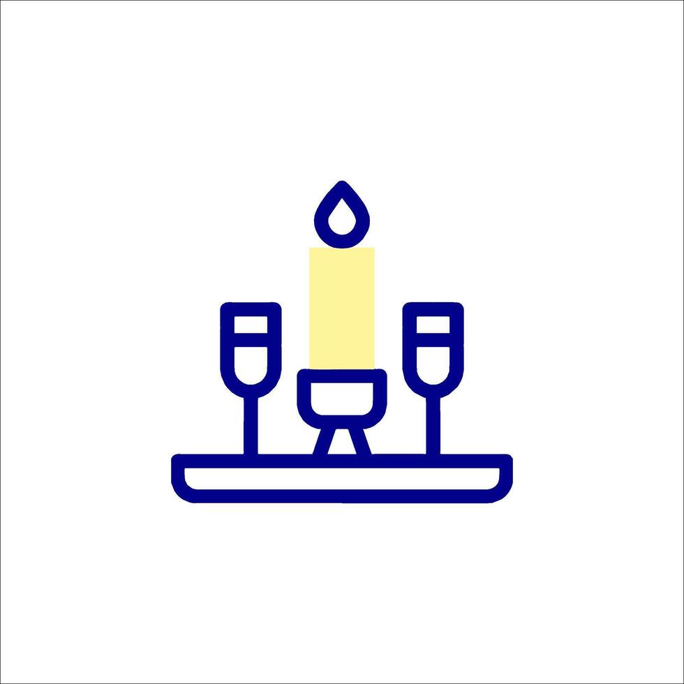 A candle and wine glass icon vector