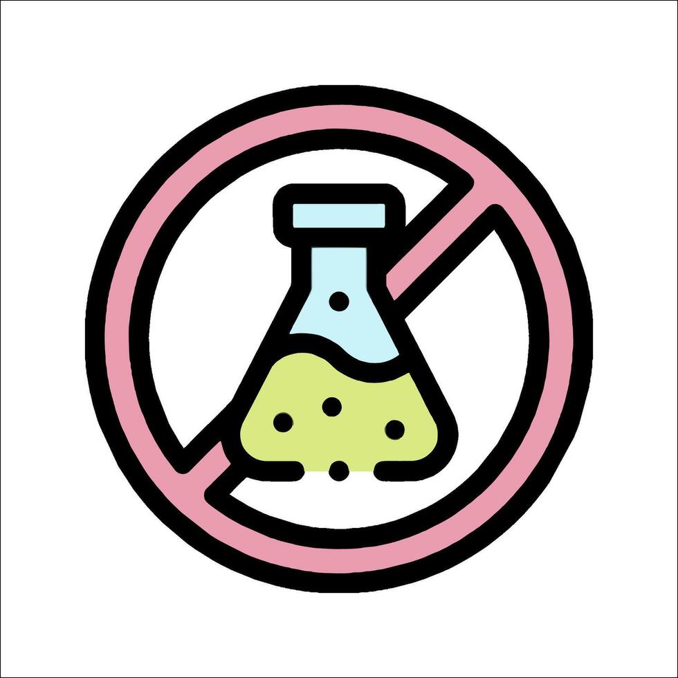 A no chemical sign with a flask and a sign that says no vector