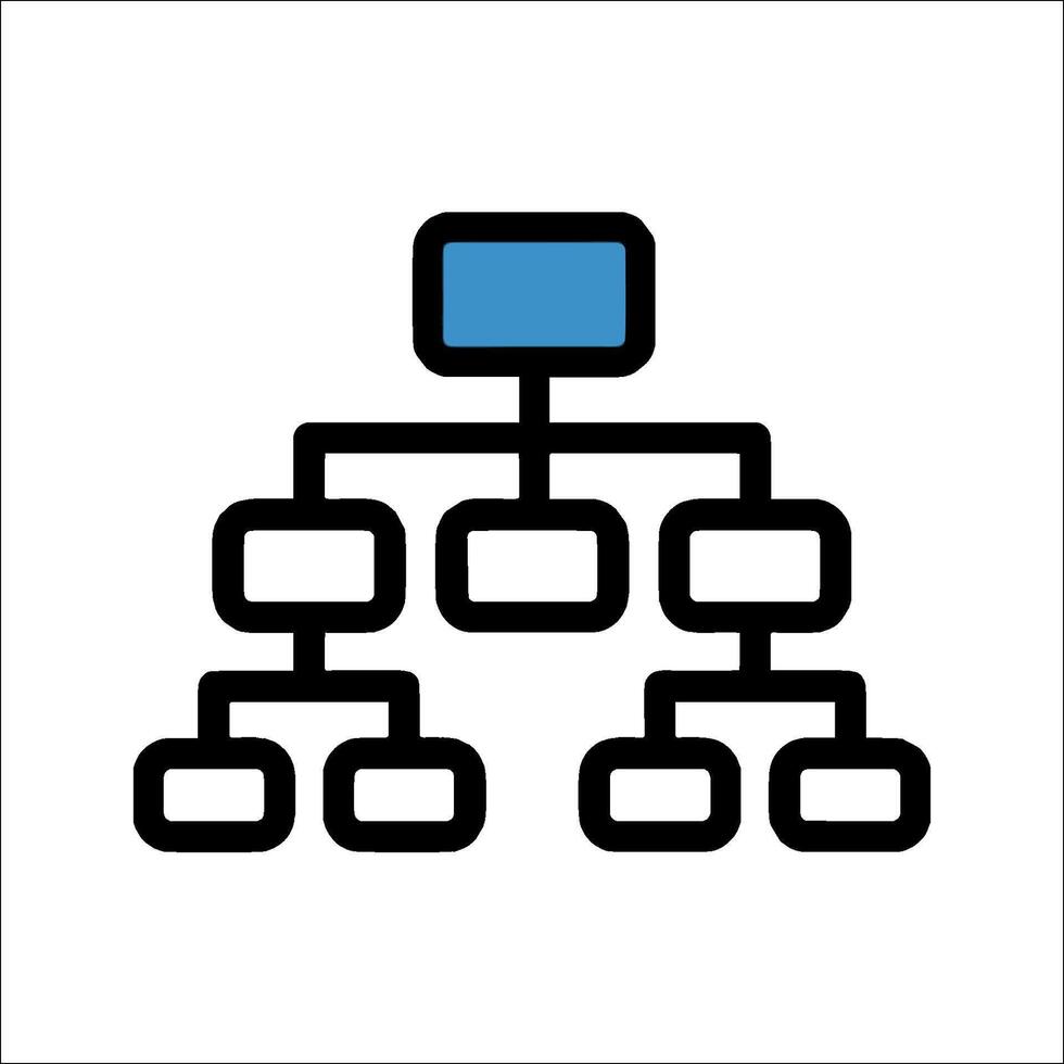 An icon of a tree structure with blue lines vector