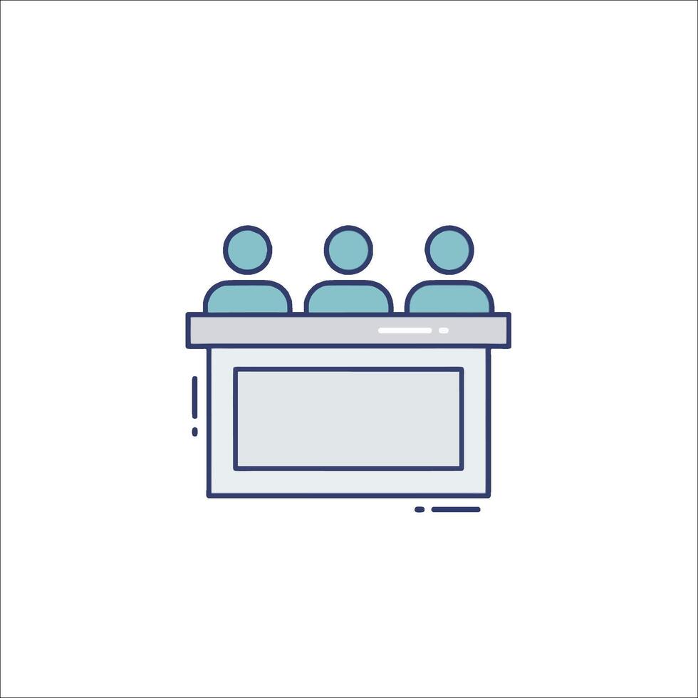 People sitting at a table with a sign on it vector