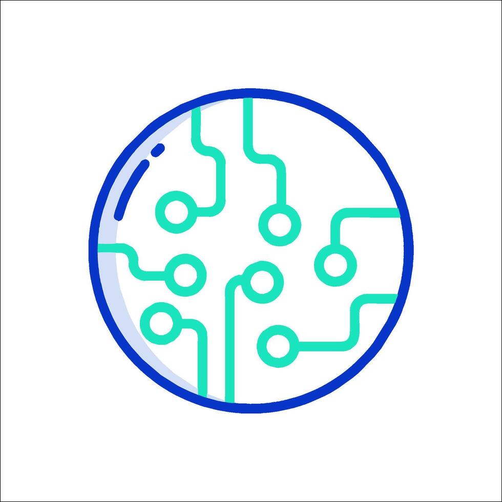 A circle with a circuit board inside it vector