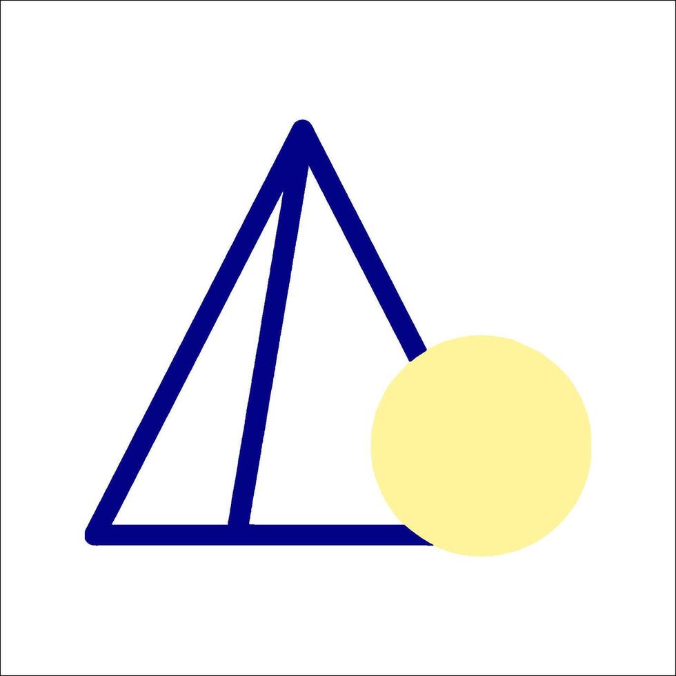 A triangle with a ball in the middle vector