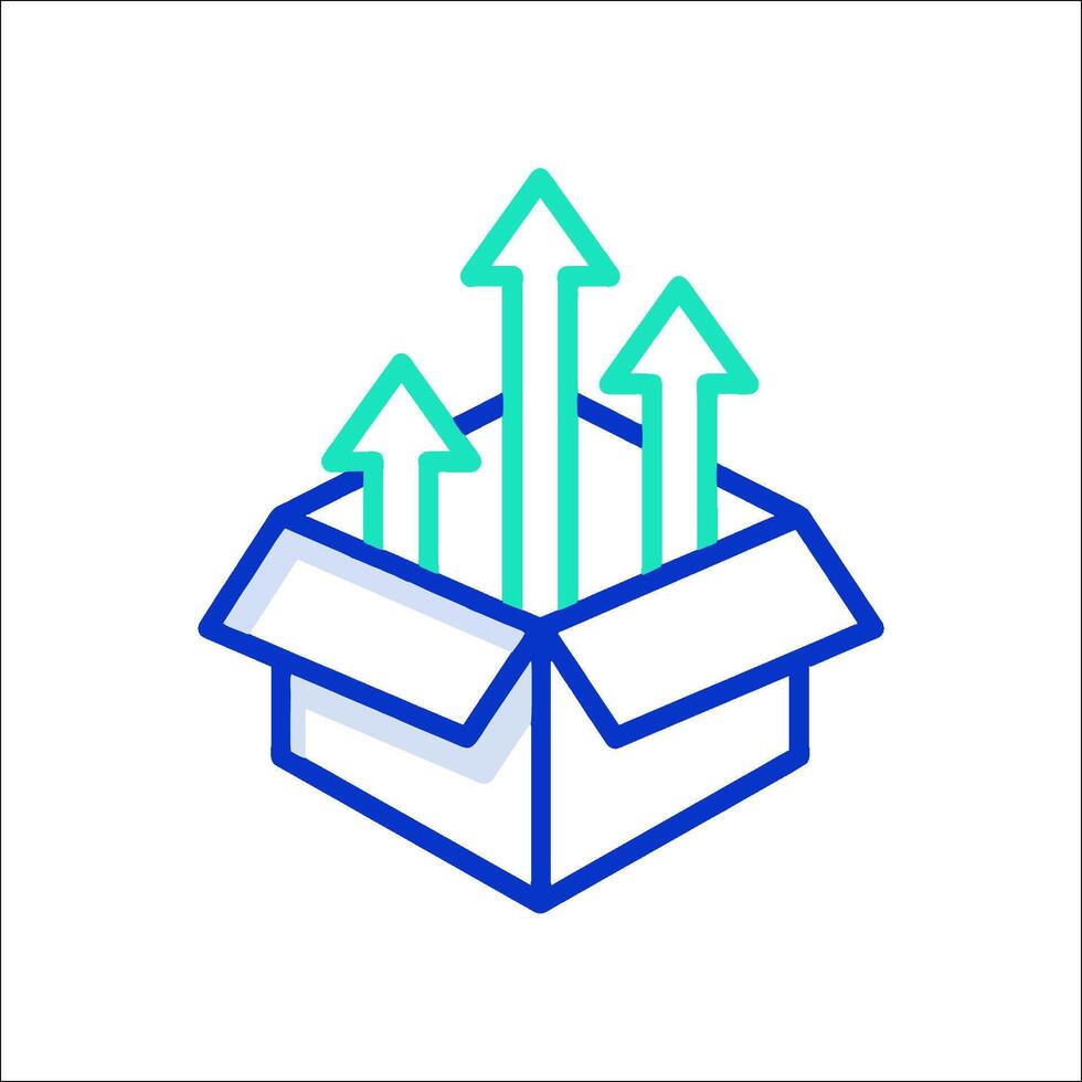 A box with arrows coming out of it vector