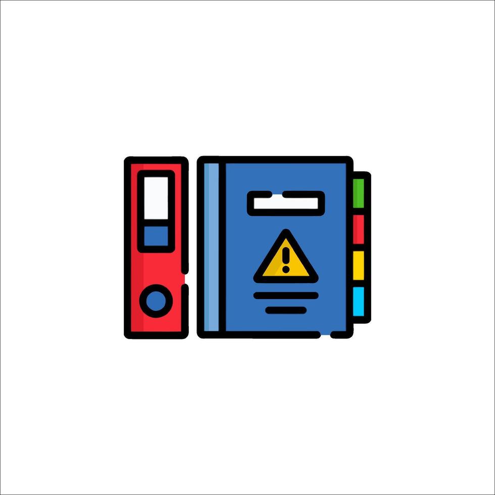 A folder with a warning sign on it vector
