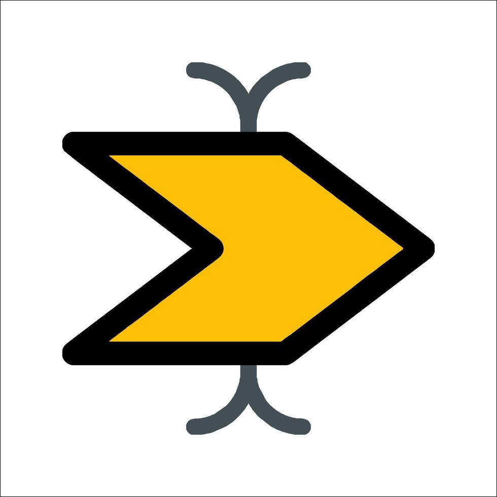 A yellow arrow pointing to the right vector