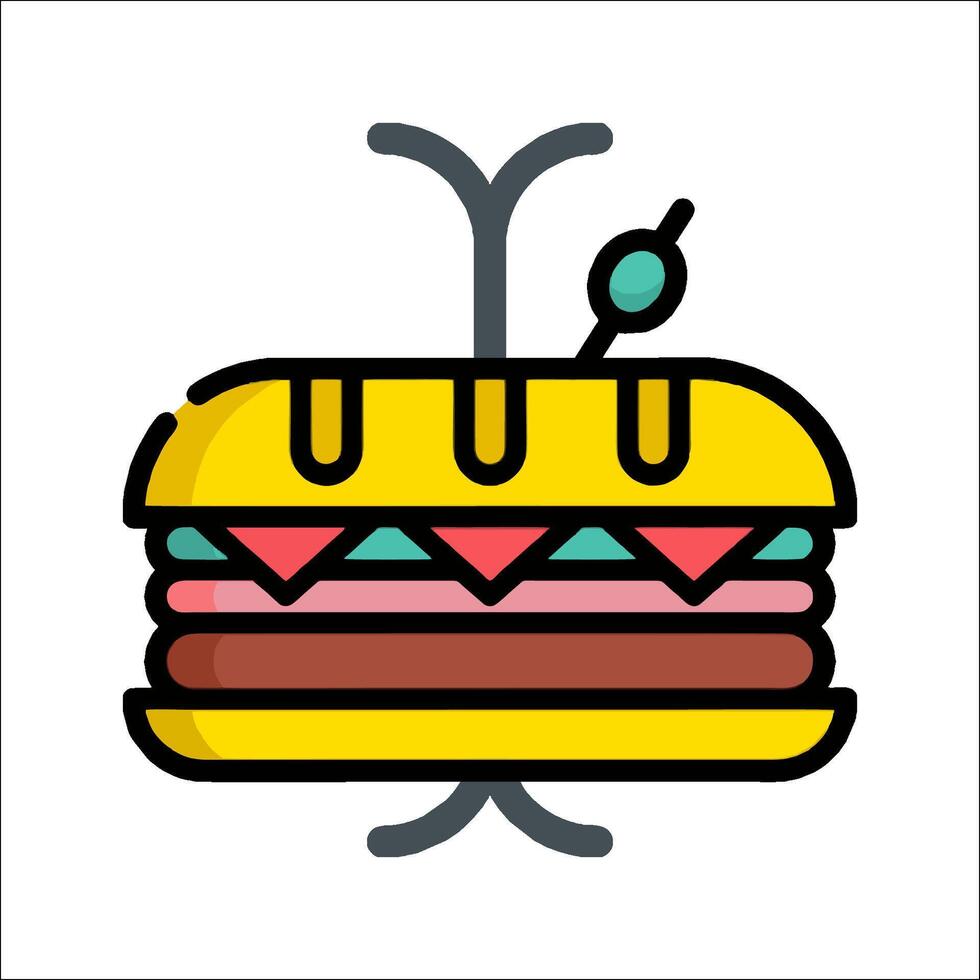 A hamburger with a fork and knife on it vector