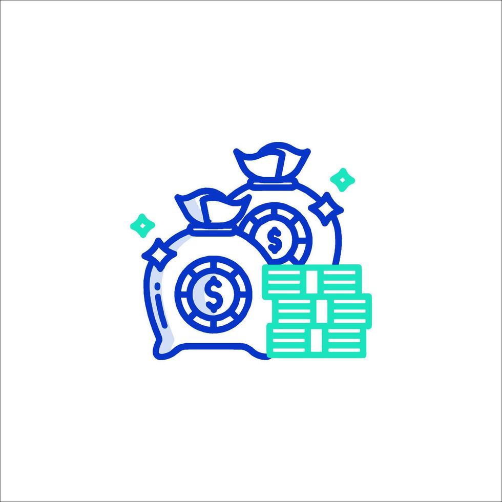 Money bag icon, line illustration vector