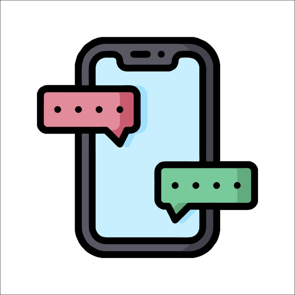 A smartphone with two speech bubbles on it vector